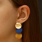 Серьги металл «Азелия» выгнутые круги, цвет бежево-синий в золоте - Фото 7