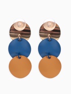 Серьги металл «Азелия» выгнутые круги, цвет бежево-синий в золоте - Фото 3