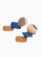 Серьги металл «Азелия» выгнутые круги, цвет бежево-синий в золоте - Фото 4