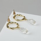 Серьги со стразами «Сиа» капли, белые в золоте - Фото 2