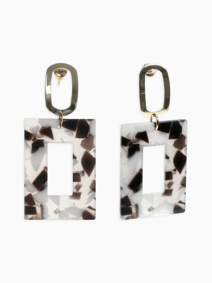 Серьги ассорти «Азелия» прямоугольник, цвет чёрно-белый в золоте - Фото 1