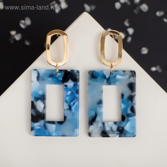 Серьги ассорти «Азелия» прямоугольник, цветные в золоте - Фото 1
