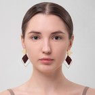 Серьги ассорти «Азелия» ромбы, цвет малиновый в золоте - Фото 2