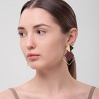 Серьги ассорти «Азелия» ромбы, цвет малиновый в золоте - Фото 3