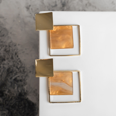 Серьги ассорти «Азелия» ромбы, цвет бежевый в золоте