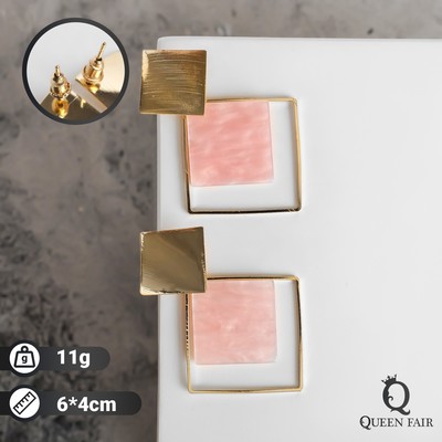 Серьги ассорти «Азелия» ромбы, цвет розовый в золоте