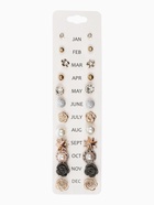 Серьги пусеты 12 пар One year, романтика, бело-серые в золоте - Фото 4