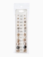 Серьги пусеты 12 пар One year, романтика, бело-серые в золоте - Фото 6