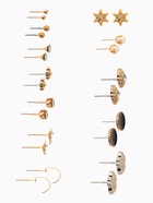 Серьги пусеты One year, 12 пар, весеннее ассорти, цвет бело-чёрный в золоте - Фото 3