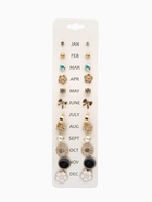 Серьги пусеты One year, 12 пар, весеннее ассорти, цвет бело-чёрный в золоте - Фото 4