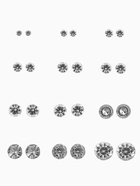 Серьги пусеты One year, 12 пар, классика, белые в серебре - Фото 1