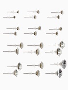 Серьги пусеты One year, 12 пар, классика, белые в серебре - Фото 3