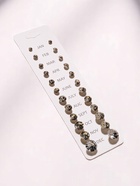 Серьги пусеты One year, 12 пар, классика, белые в серебре - Фото 4