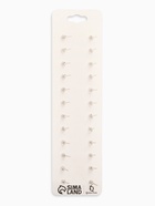 Серьги пусеты One year, 12 пар, классика, белые в серебре - Фото 5