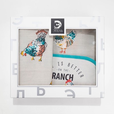 Набор подарочный "Chicken Ranch" фартук 60х65см, полотенце 40х70см, прихватка 19х19 см