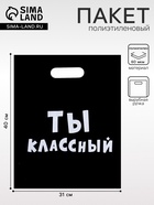 Пакет с приколами, полиэтиленовый с вырубной ручкой, «Ты классный» 31?40 см, 60 мкм (комплект 20 шт) - фото 67924288