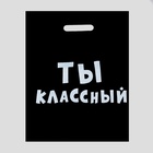Пакет с приколами, полиэтиленовый с вырубной ручкой, «Ты классный» 31?40 см, 60 мкм (комплект 20 шт) - фото 67924289