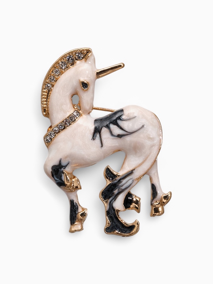 Брошь «Волшебный единорог», цветная в золоте - Фото 1