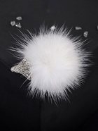 Брошь «Ёжик», пушистый, белая в серебре - Фото 5
