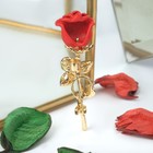 Брошь «Цветок» роза, цвет красно-зелёный в золоте - фото 9917007