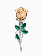 Брошь «Цветок» роза, цвет зелёный в серебряно-золотом - Фото 1