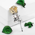 Брошь «Цветок» роза, цвет зелёный в серебряно-золотом - Фото 3