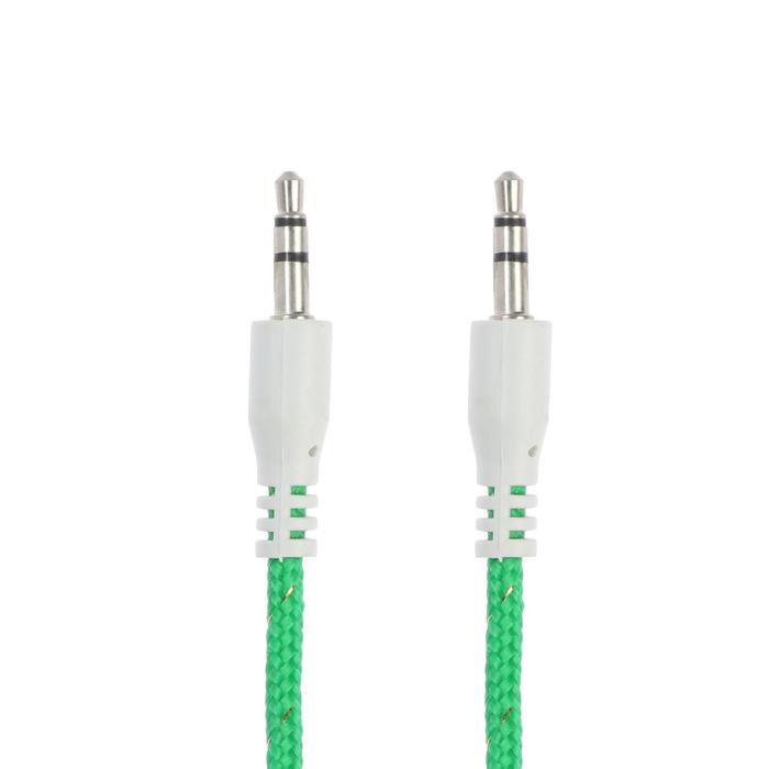 Кабель аудио AUX Krutoff Nylon, Jack 3.5 мм(m)-Jack 3.5 мм(m), 1 м, зеленый - Фото 1