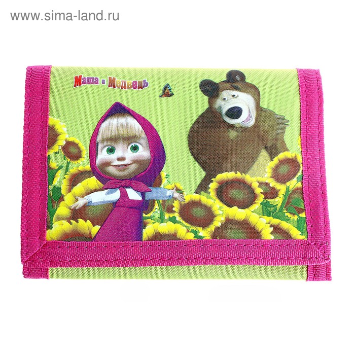 Кошелек "Маша и Медведь" Подсолнухи, салатовый - Фото 1