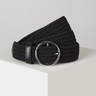 Ремень женский, ширина - 3,5 см, резинка плетёнка, пряжка металл, цвет чёрный - Фото 1