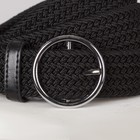 Ремень женский, ширина - 3,5 см, резинка плетёнка, пряжка металл, цвет чёрный - Фото 2