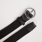Ремень женский, ширина - 3,5 см, резинка плетёнка, пряжка металл, цвет чёрный - Фото 3