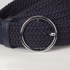 Ремень женский, ширина - 3,5 см, резинка плетёнка, пряжка металл, цвет тёмно-синий - Фото 2
