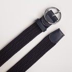 Ремень женский, ширина - 3,5 см, резинка плетёнка, пряжка металл, цвет тёмно-синий - Фото 3