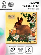 Салфетки бумажные «Пасхальный кролик», 2 слоя, 33×33 см, 20 шт. - Фото 1