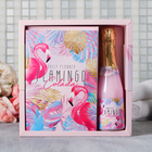 Подарочный набор ежедневник А5, 80 листов и шампанское гель для душа Flamingo Colada - Фото 1