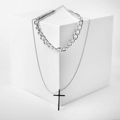 Кулон «Цепь» крестик, цвет серебро, 40 см
