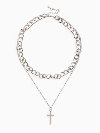 Кулон «Цепь» крестик, цвет серебро, 40 см
