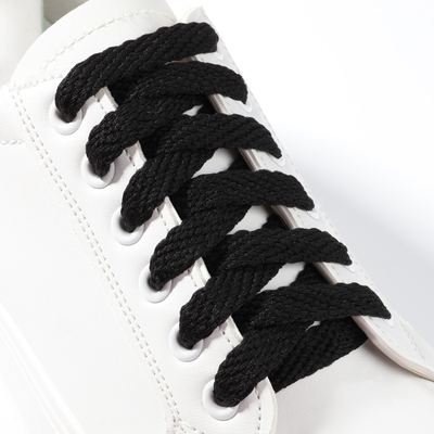 Шнурки для обуви, плоские, 10 мм, 120 см, фасовка 25 шт, цвет чёрный