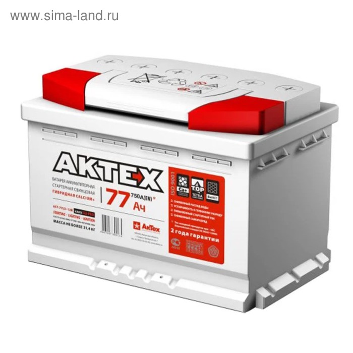 Автомобильный аккумулятор Актех 77 Ач, обратная полярность 750 А - Фото 1