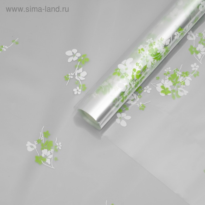 Пленка для цветов "Анютины глазки", бело - салатовый, 0,7 х 7,5 м, 40 мкм - Фото 1