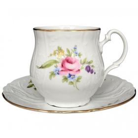 Чашка для чая 310 мл с блюдцем 160 мм Bernadotte, декор «Мейсенский букет»