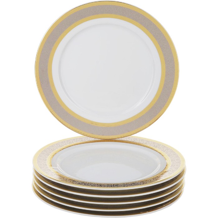 Тарелка десертная Opal, декор «Широкий кант платина, золото», 19 см