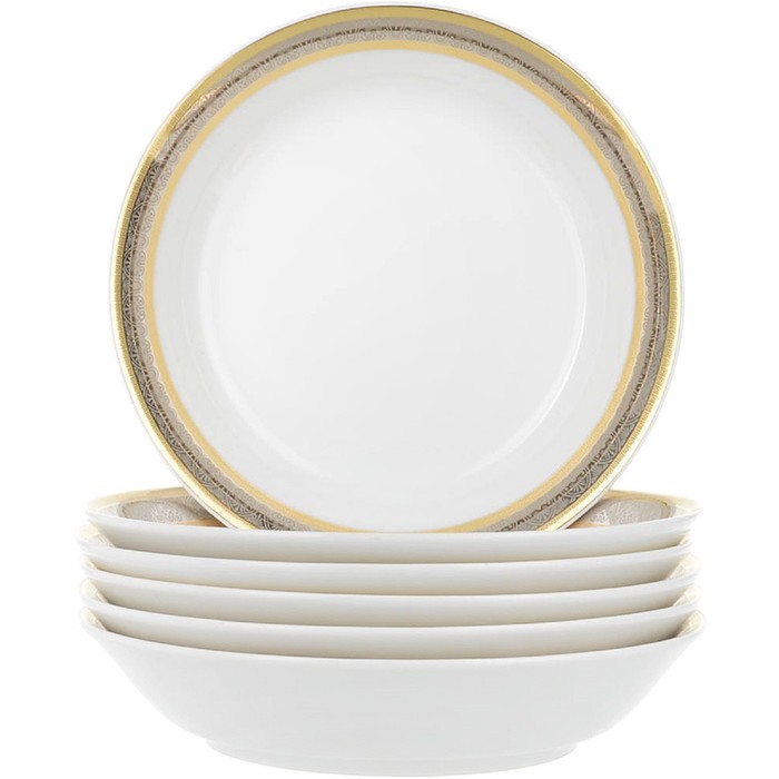 Тарелка для супа Opal, декор «Широкий кант платина, золото», 19 см