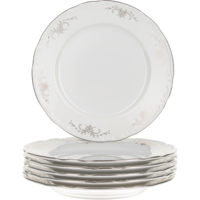 Тарелка десертная Constance, декор «Серый орнамент, отводка платина», 17 см