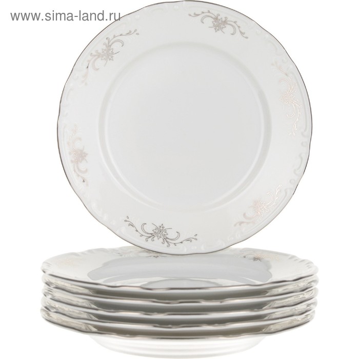 Тарелка десертная Constance, декор «Серый орнамент, отводка платина», 17 см - Фото 1