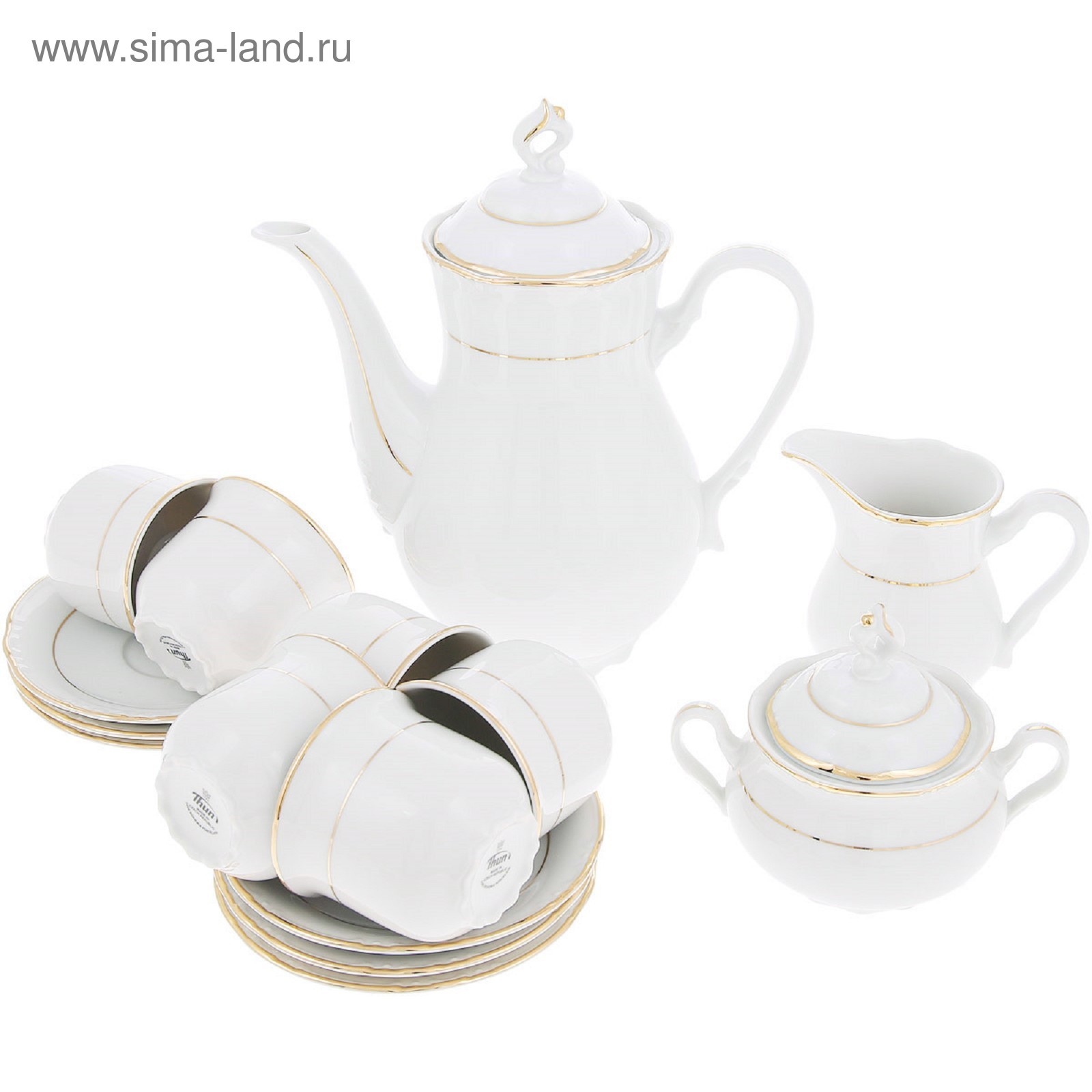 Кофейный сервиз 6/9 Constance, декор «Золотая нитка, Отводка золото ...