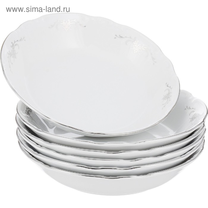 Тарелка для супа Constance, декор «Серый орнамент, отводка платина», 19 см