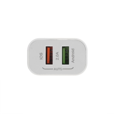 Сетевое зарядное устройство Luazon LCC-96, 2 USB, 2 A, кабель Type-C, белое