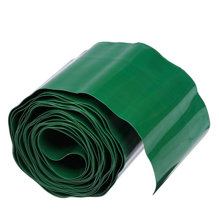 Лента бордюрная, 0.2 × 9 м, толщина 0.6 мм, гофра, пластиковая, зелёная - Фото 1