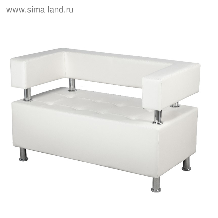 Диван офисный двухместный «Райли», экокожа, цвет белый глянец - Фото 1